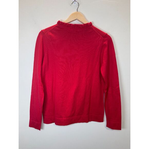 J. Crew Women's BV341 Size S Red Cotton Ruffleneck Sweater Pullover NWT - Picture 2 of 8